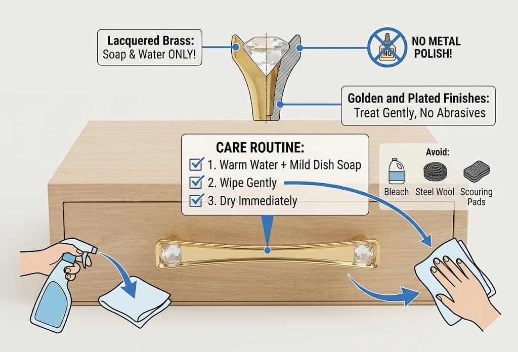 How to Clean and Care for Brass, Matte Black and Chrome Handles